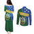 Personalised Solomon Islands Independence Day Couples Matching Puletasi and Long Sleeve Button Shirt With Coat Of Arms