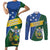 Personalised Solomon Islands Independence Day Couples Matching Short Sleeve Bodycon Dress and Long Sleeve Button Shirt With Coat Of Arms
