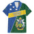 Personalised Solomon Islands Independence Day Family Matching Long Sleeve Bodycon Dress and Hawaiian Shirt With Coat Of Arms