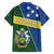 Personalised Solomon Islands Independence Day Family Matching Short Sleeve Bodycon Dress and Hawaiian Shirt With Coat Of Arms