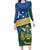 Personalised Solomon Islands Independence Day Long Sleeve Bodycon Dress With Coat Of Arms