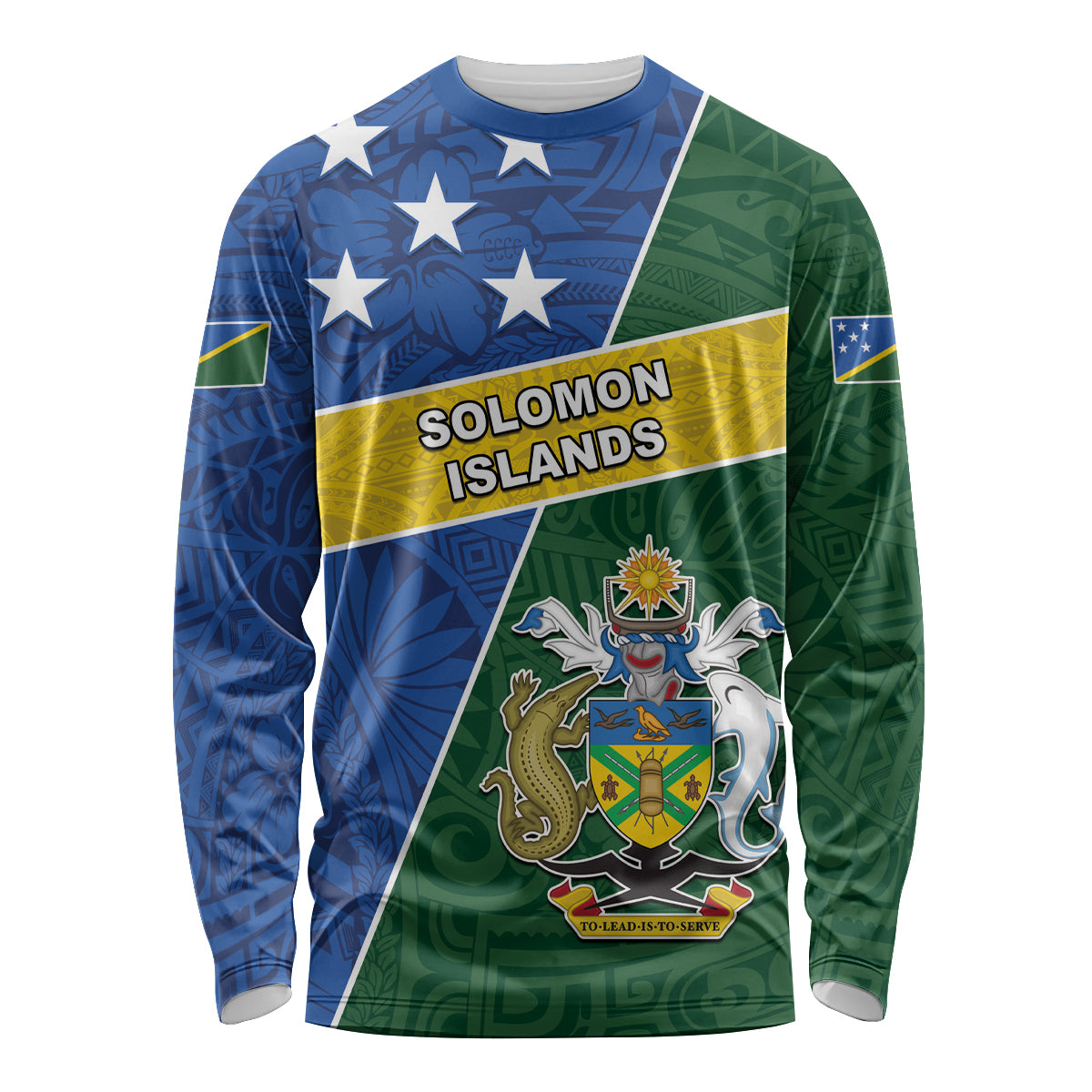 Personalised Solomon Islands Independence Day Long Sleeve Shirt With Coat Of Arms LT05 Unisex Green - Polynesian Pride