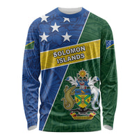 Personalised Solomon Islands Independence Day Long Sleeve Shirt With Coat Of Arms LT05 Unisex Green - Polynesian Pride