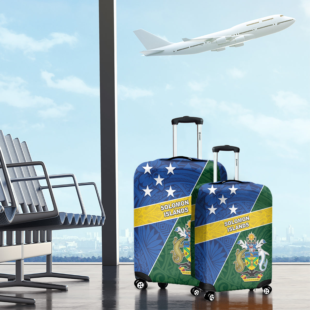 Solomon Islands Independence Day Luggage Cover With Coat Of Arms LT05 - Polynesian Pride