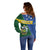 Personalised Solomon Islands Independence Day Off Shoulder Sweater With Coat Of Arms