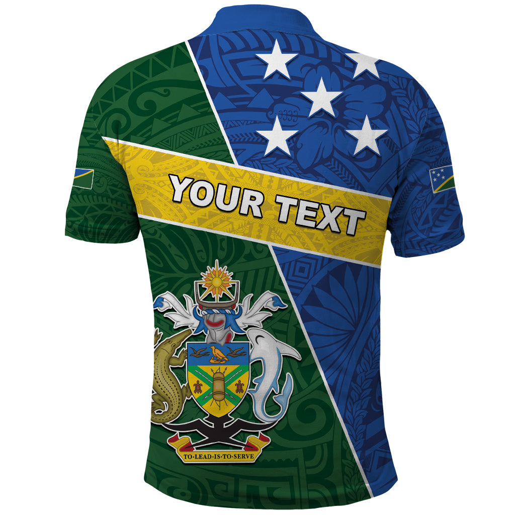 Personalised Solomon Islands Independence Day Polo Shirt With Coat Of Arms LT05 - Polynesian Pride