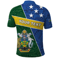 Personalised Solomon Islands Independence Day Polo Shirt With Coat Of Arms LT05 - Polynesian Pride