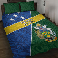 Solomon Islands Independence Day Quilt Bed Set With Coat Of Arms LT05 Green - Polynesian Pride