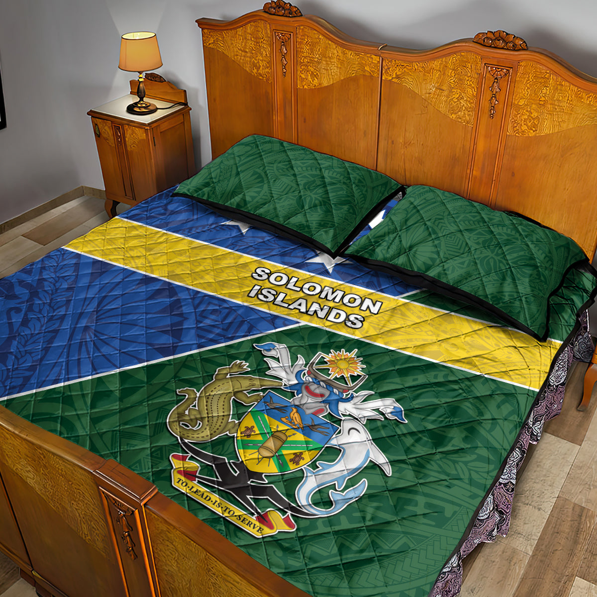 Solomon Islands Independence Day Quilt Bed Set With Coat Of Arms LT05 - Polynesian Pride