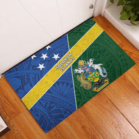 Solomon Islands Independence Day Rubber Doormat With Coat Of Arms LT05 Green - Polynesian Pride