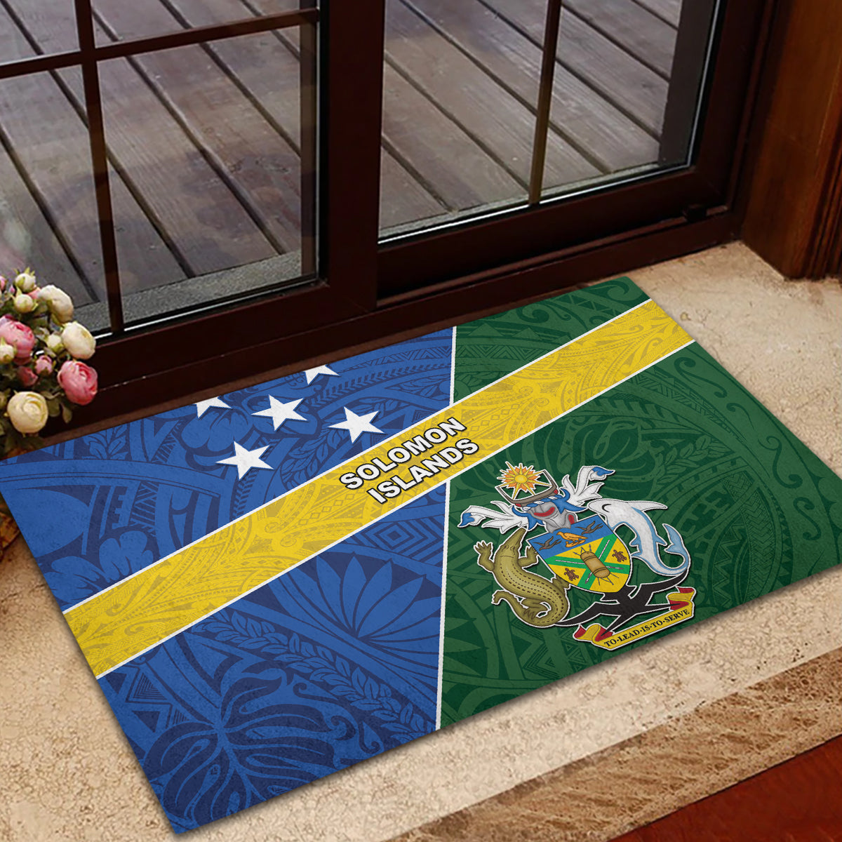 Solomon Islands Independence Day Rubber Doormat With Coat Of Arms LT05 - Polynesian Pride