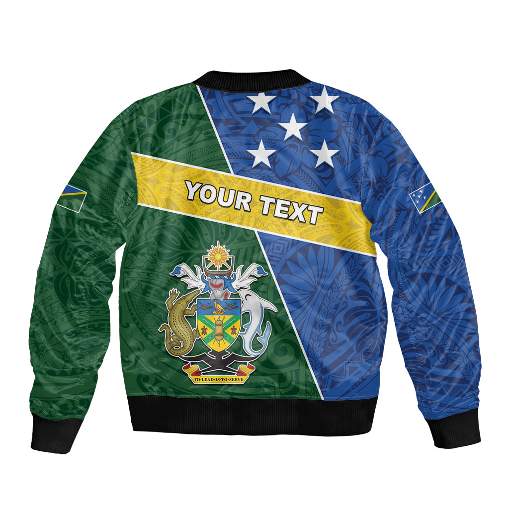 Personalised Solomon Islands Independence Day Sleeve Zip Bomber Jacket With Coat Of Arms LT05 - Polynesian Pride