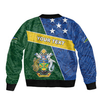 Personalised Solomon Islands Independence Day Sleeve Zip Bomber Jacket With Coat Of Arms LT05 - Polynesian Pride