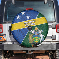 Solomon Islands Independence Day Spare Tire Cover With Coat Of Arms LT05 Green - Polynesian Pride