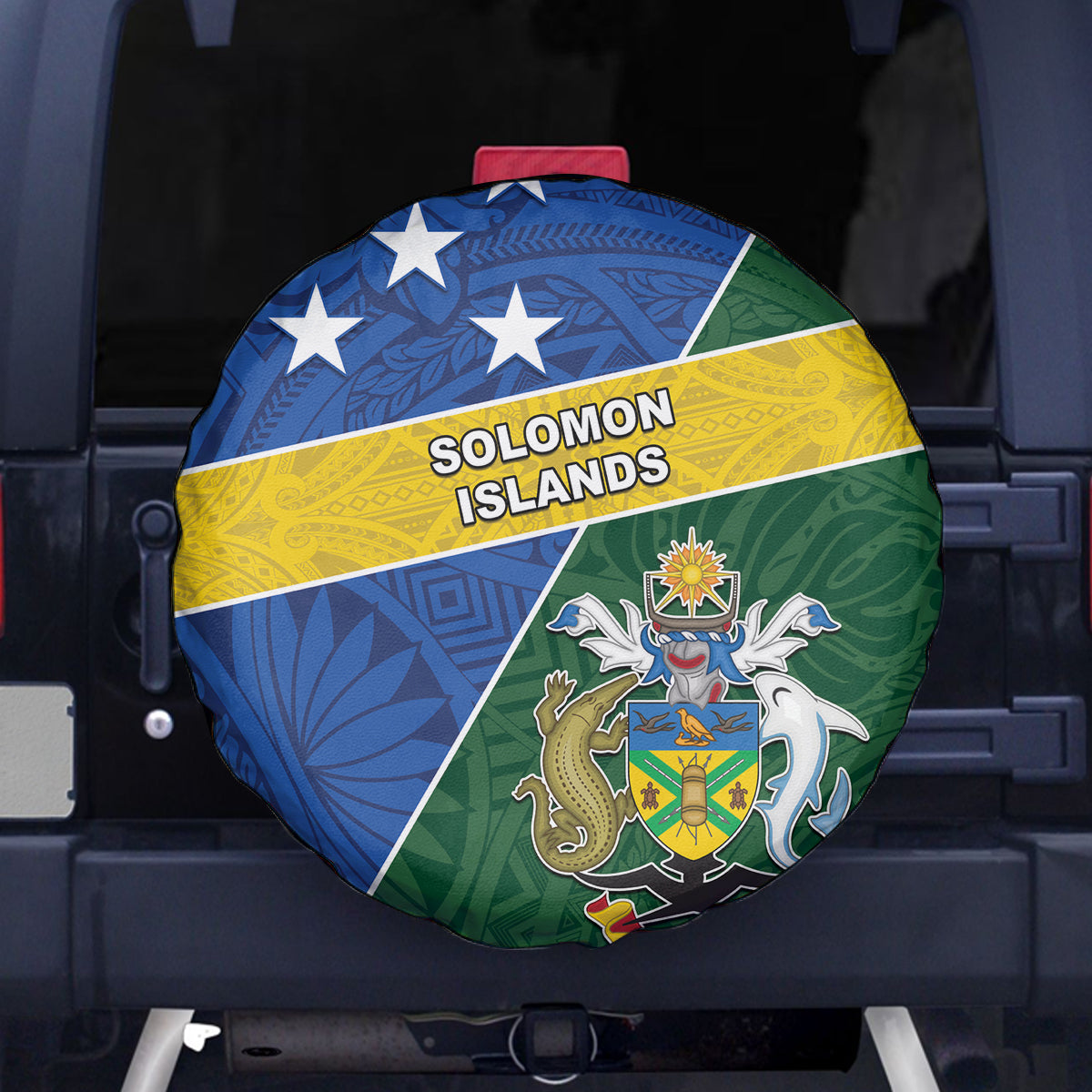 Solomon Islands Independence Day Spare Tire Cover With Coat Of Arms LT05 - Polynesian Pride