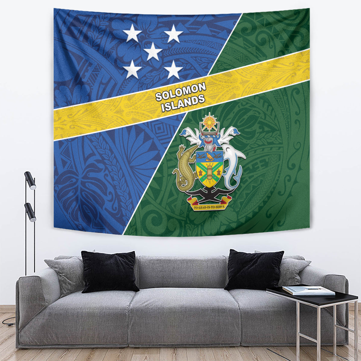 Solomon Islands Independence Day Tapestry With Coat Of Arms LT05 Green - Polynesian Pride