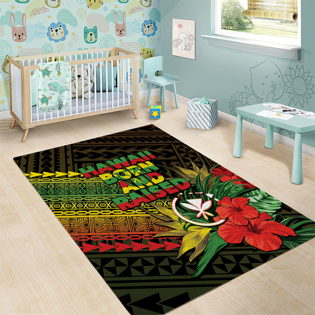 Hawaii Born and Raised Area Rug Kanaka Maoli Flag Day LT05 - Polynesian Pride
