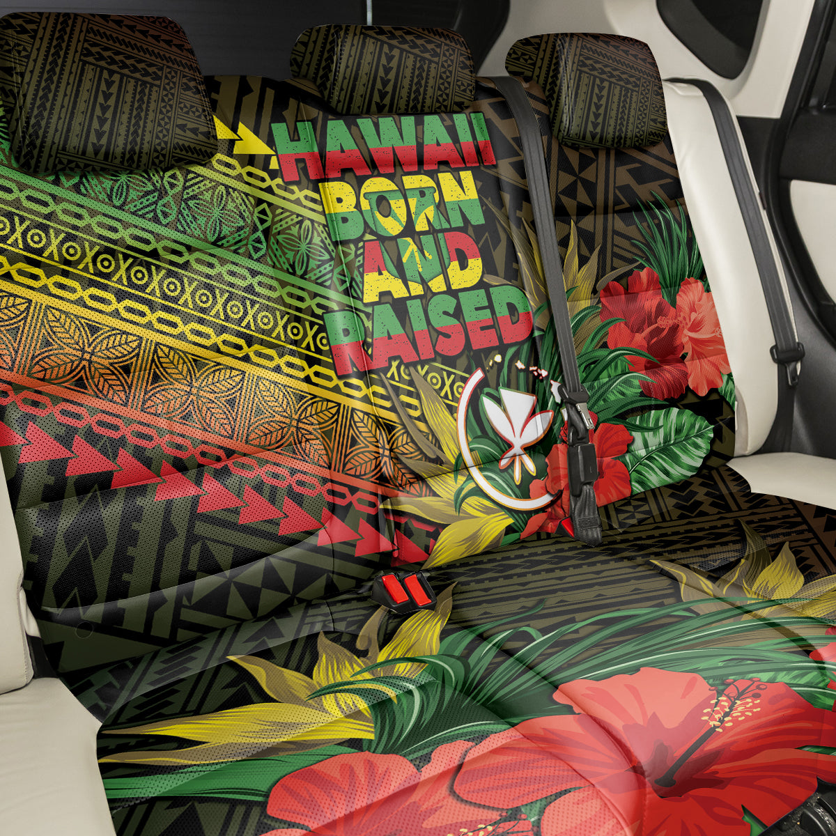 Hawaii Born and Raised Back Car Seat Cover Kanaka Maoli Flag Day LT05 - Polynesian Pride