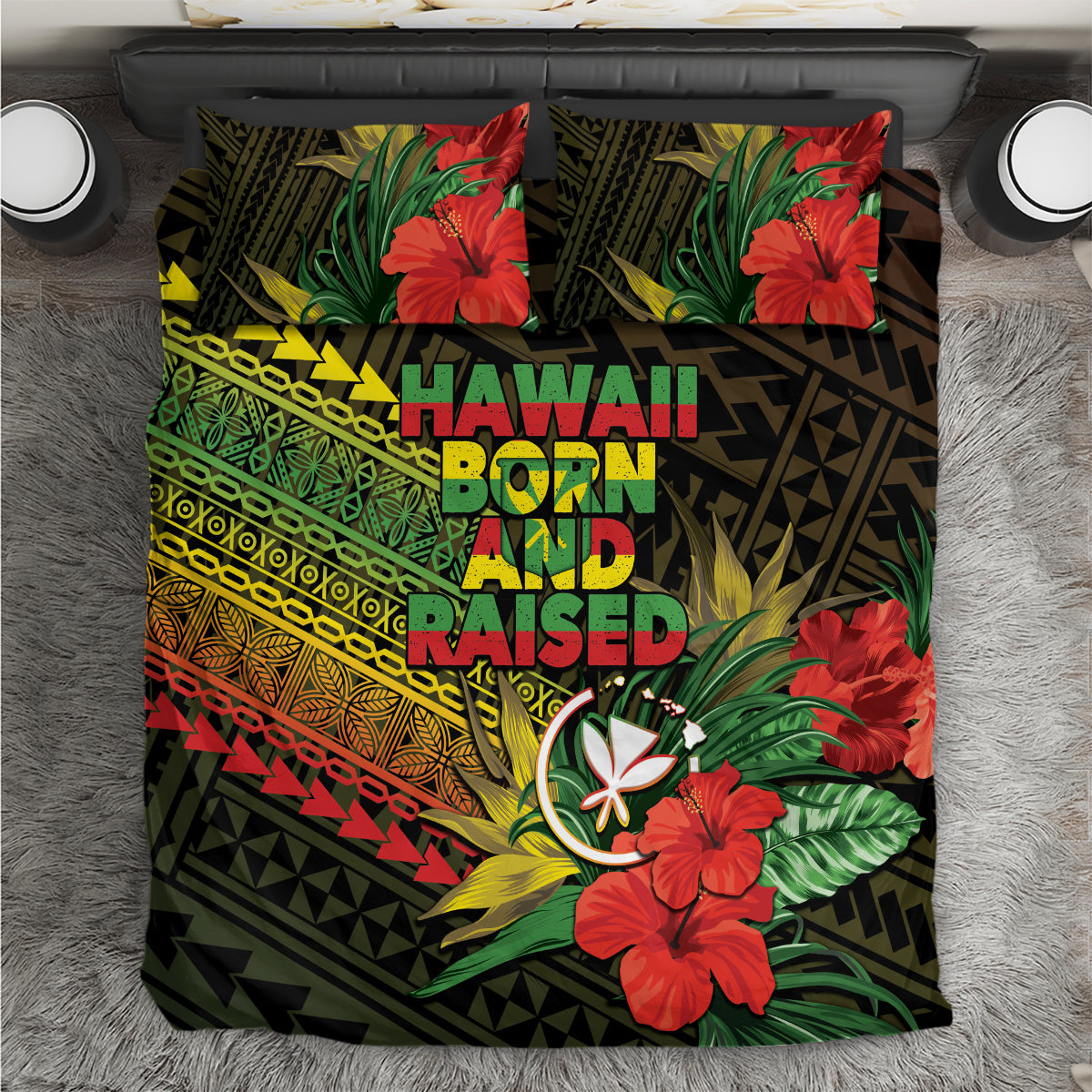 Hawaii Born and Raised Bedding Set Kanaka Maoli Flag Day