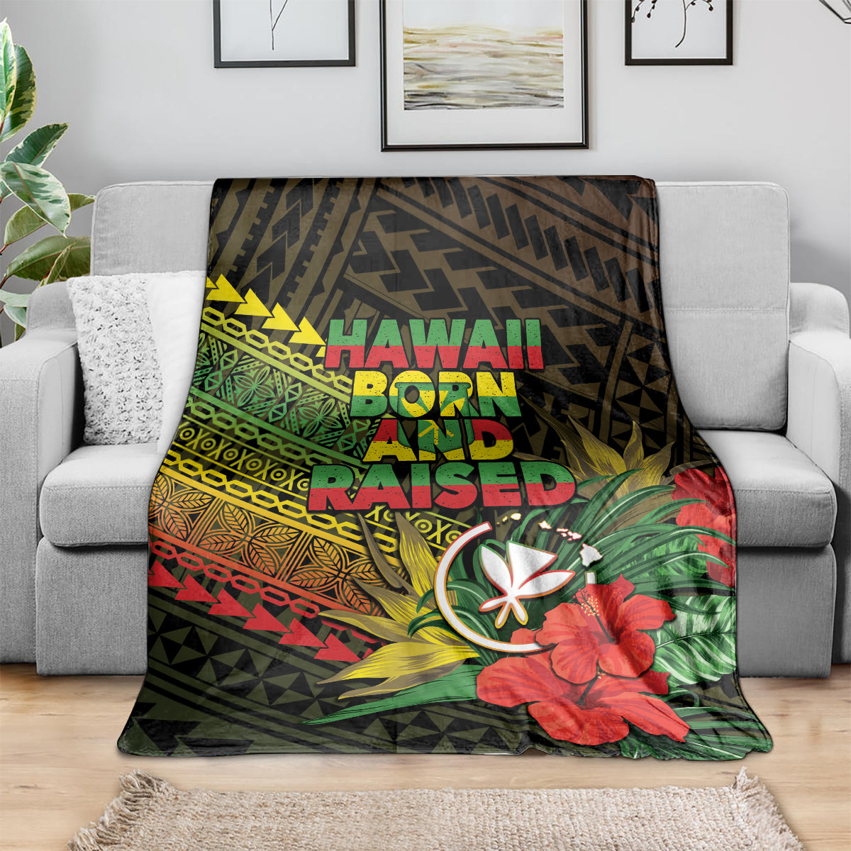 Hawaii Born and Raised Blanket Kanaka Maoli Flag Day LT05 - Polynesian Pride
