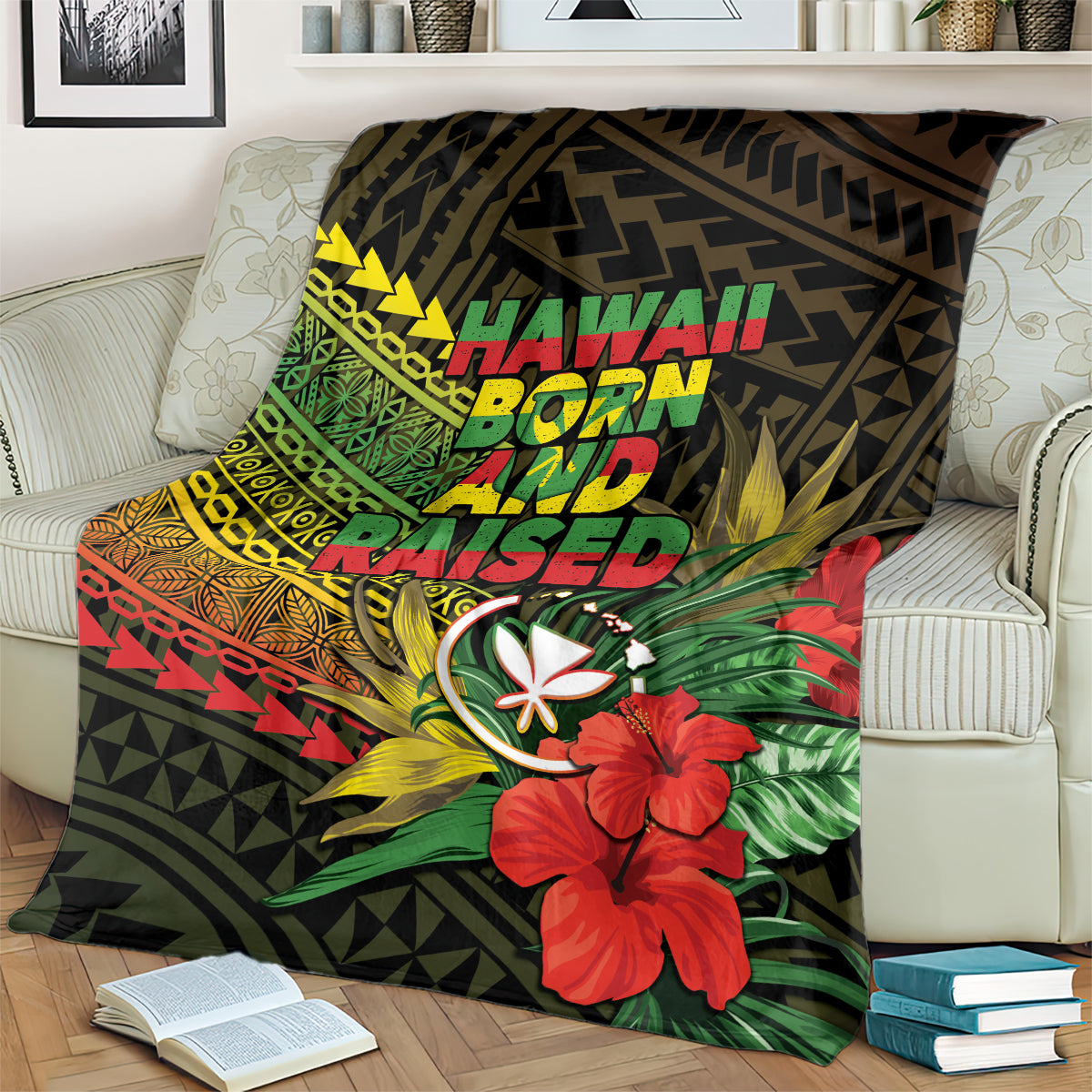 Hawaii Born and Raised Blanket Kanaka Maoli Flag Day LT05 - Polynesian Pride