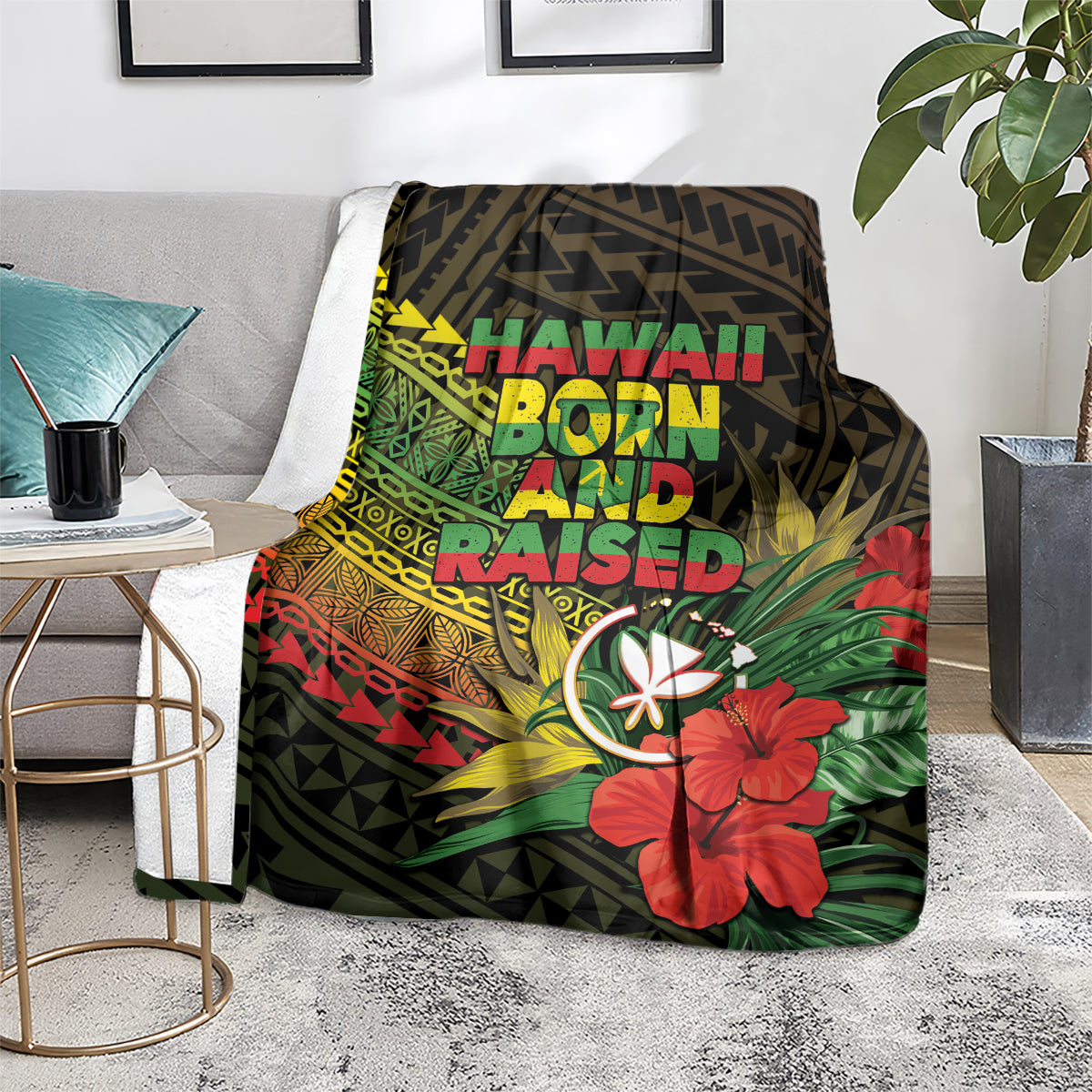 Hawaii Born and Raised Blanket Kanaka Maoli Flag Day LT05 - Polynesian Pride