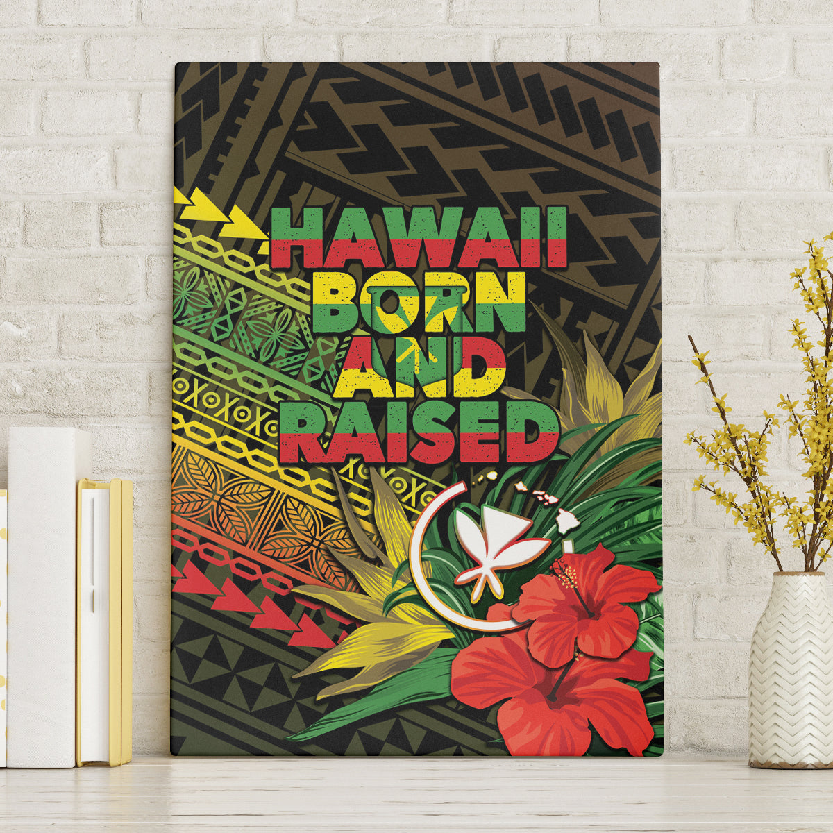 Hawaii Born and Raised Canvas Wall Art Kanaka Maoli Flag Day LT05 Without Frame Reggae - Polynesian Pride