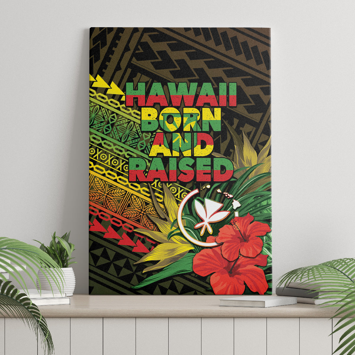 Hawaii Born and Raised Canvas Wall Art Kanaka Maoli Flag Day LT05 - Polynesian Pride