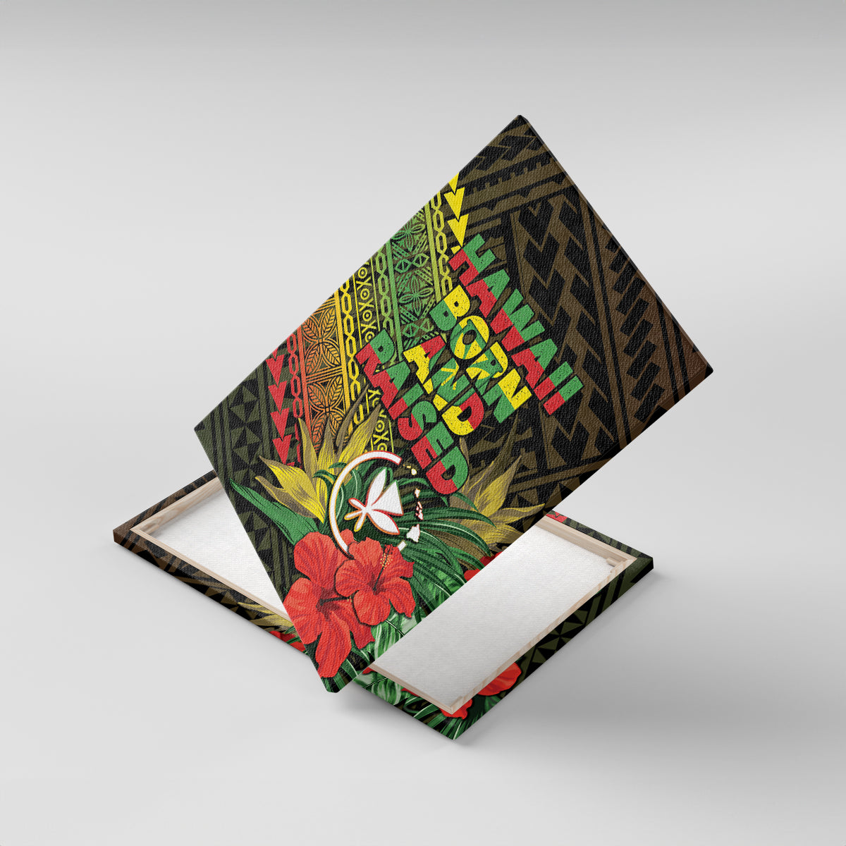 Hawaii Born and Raised Canvas Wall Art Kanaka Maoli Flag Day LT05 With Frame Reggae - Polynesian Pride