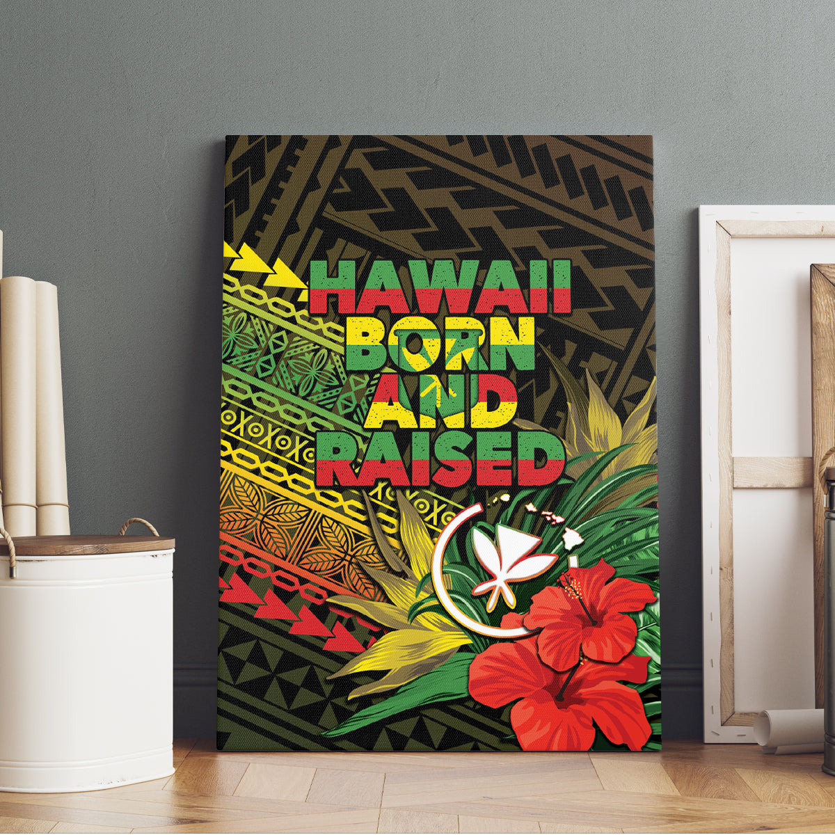 Hawaii Born and Raised Canvas Wall Art Kanaka Maoli Flag Day LT05 - Polynesian Pride