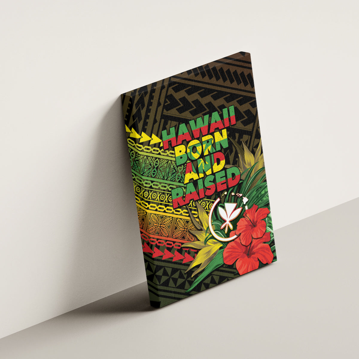 Hawaii Born and Raised Canvas Wall Art Kanaka Maoli Flag Day LT05 - Polynesian Pride