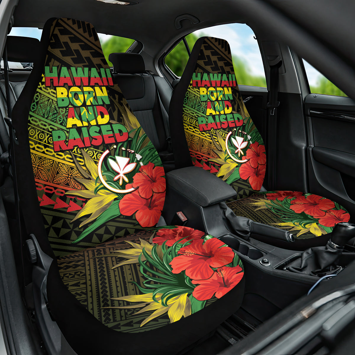 Hawaii Born and Raised Car Seat Cover Kanaka Maoli Flag Day LT05 One Size Reggae - Polynesian Pride
