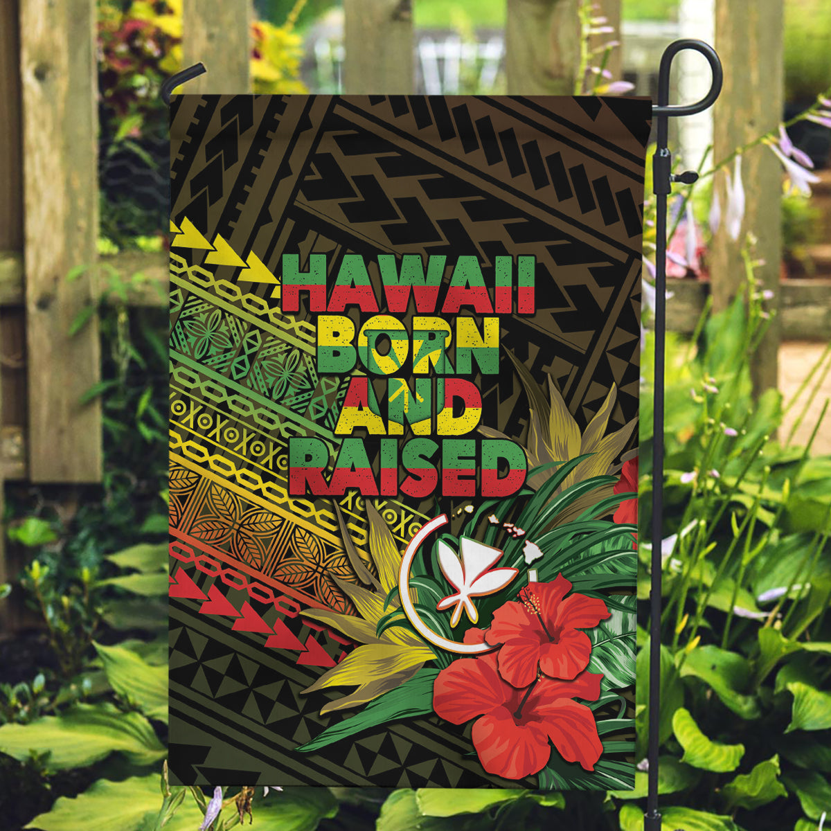 Hawaii Born and Raised Garden Flag Kanaka Maoli Flag Day