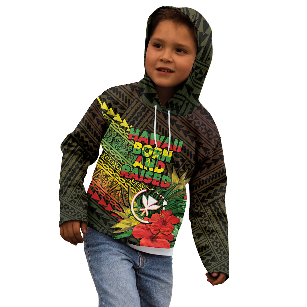 Personalized Hawaii Born and Raised Kid Hoodie Kanaka Maoli Flag Day LT05 - Polynesian Pride
