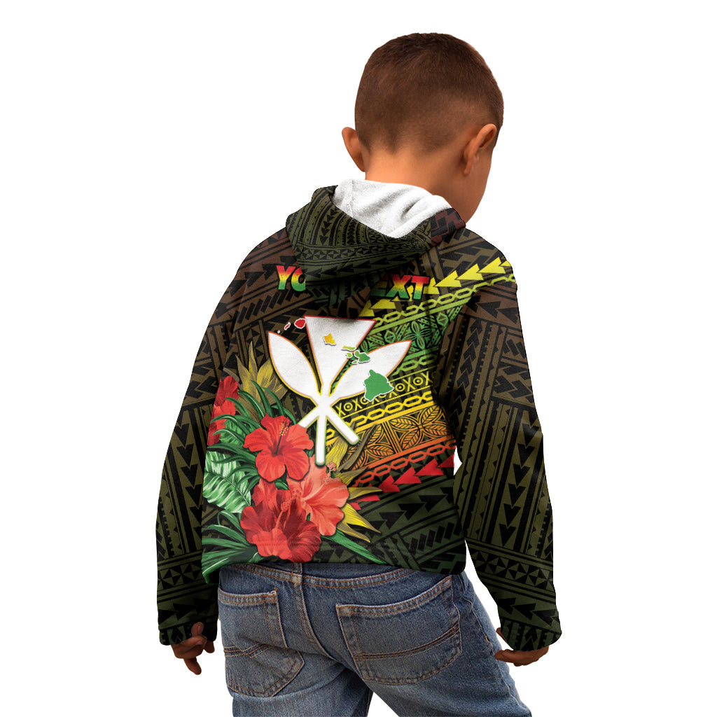 Personalized Hawaii Born and Raised Kid Hoodie Kanaka Maoli Flag Day LT05 - Polynesian Pride