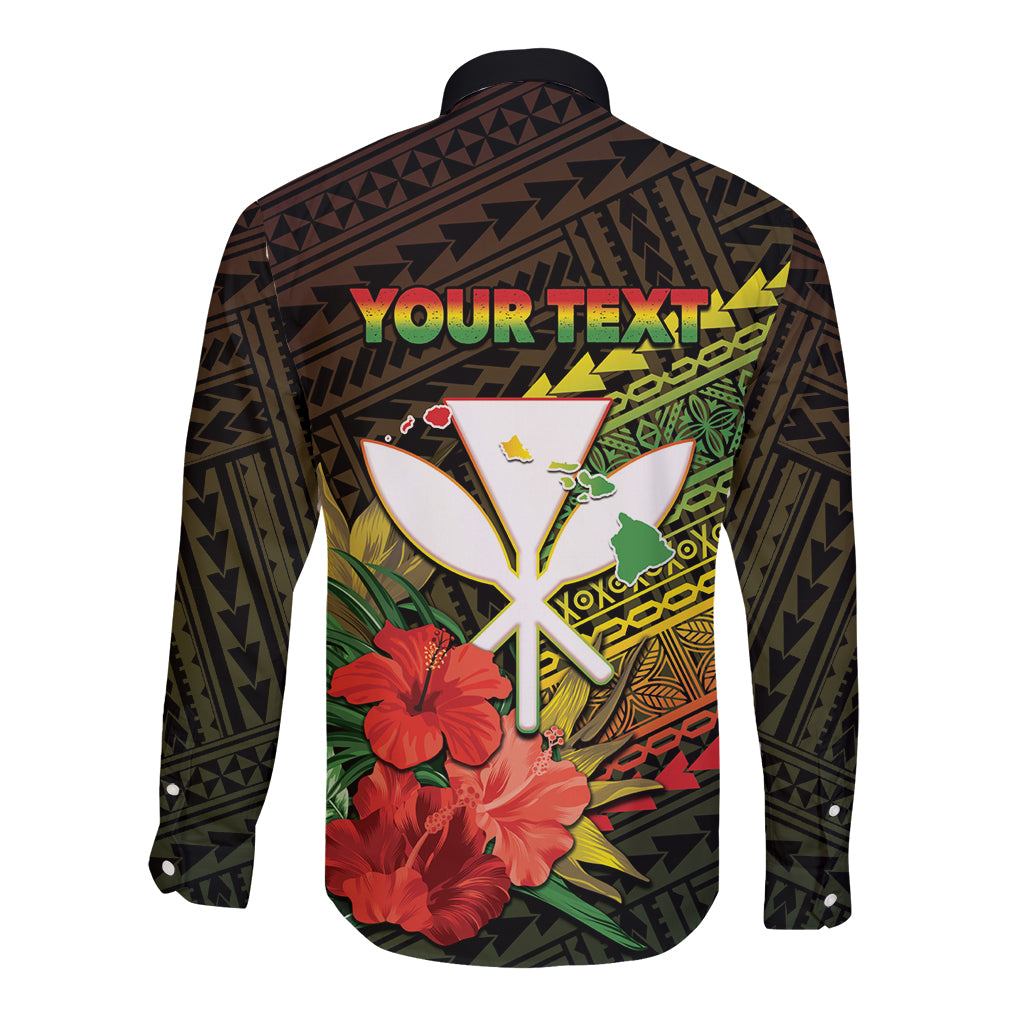Personalized Hawaii Born and Raised Long Sleeve Button Shirt Kanaka Maoli Flag Day LT05 - Polynesian Pride