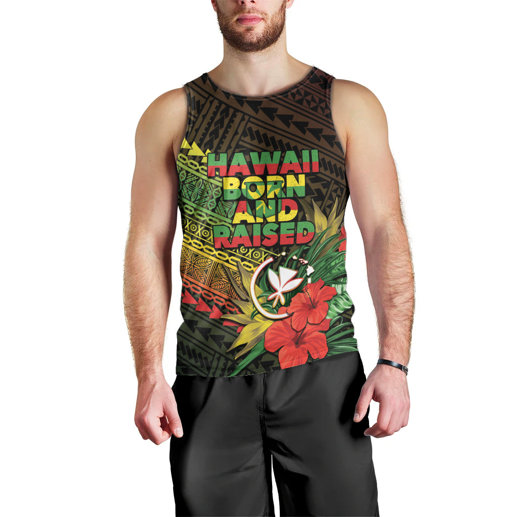 Personalized Hawaii Born and Raised Men Tank Top Kanaka Maoli Flag Day LT05 - Polynesian Pride