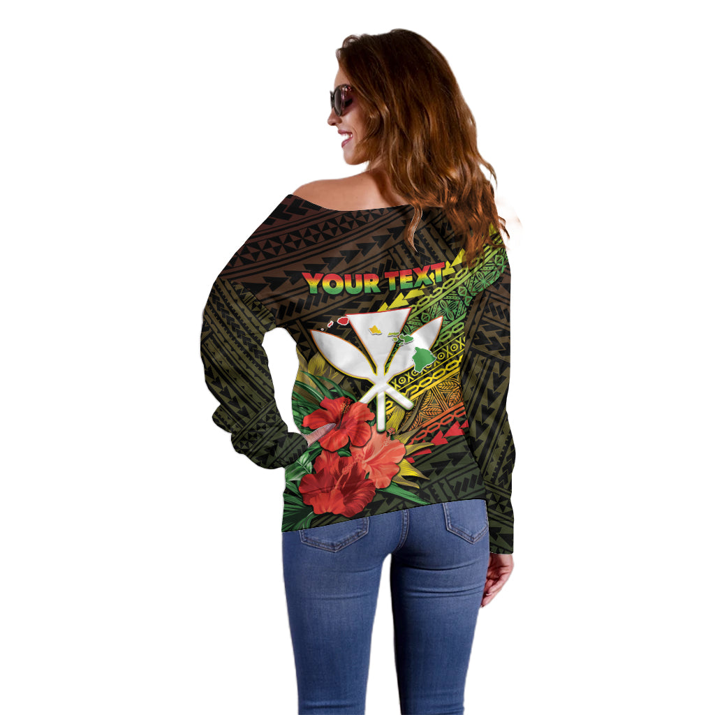 Personalized Hawaii Born and Raised Off Shoulder Sweater Kanaka Maoli Flag Day LT05 - Polynesian Pride