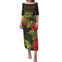 Personalized Hawaii Born and Raised Puletasi Kanaka Maoli Flag Day LT05 Long Dress Reggae - Polynesian Pride