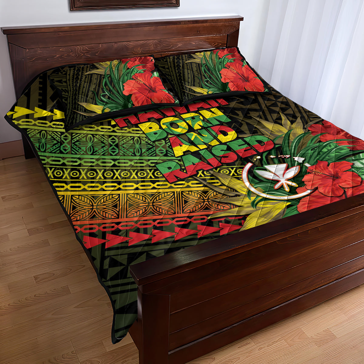 Hawaii Born and Raised Quilt Bed Set Kanaka Maoli Flag Day LT05 - Polynesian Pride