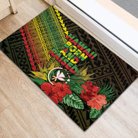 Hawaii Born and Raised Rubber Doormat Kanaka Maoli Flag Day LT05 - Polynesian Pride