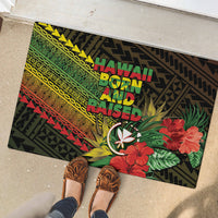Hawaii Born and Raised Rubber Doormat Kanaka Maoli Flag Day LT05 - Polynesian Pride