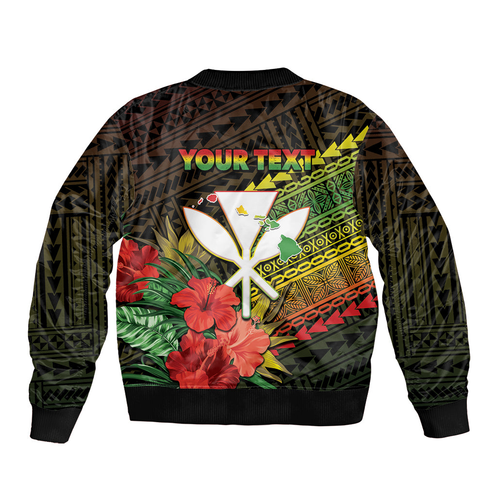 Personalized Hawaii Born and Raised Sleeve Zip Bomber Jacket Kanaka Maoli Flag Day LT05 - Polynesian Pride