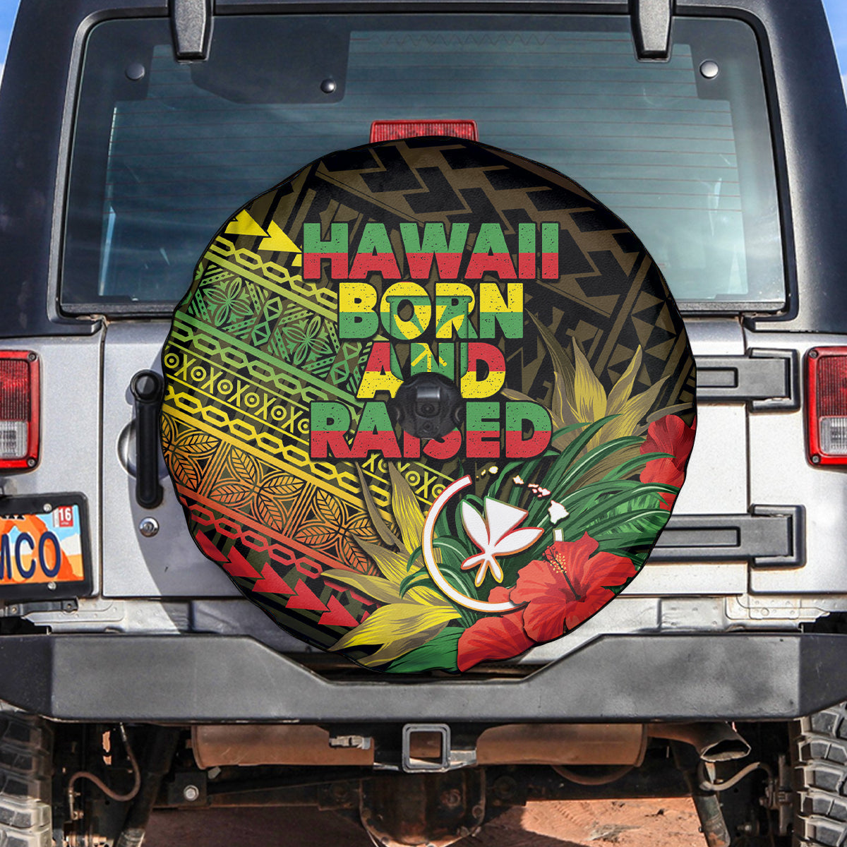 Hawaii Born and Raised Spare Tire Cover Kanaka Maoli Flag Day LT05 Reggae - Polynesian Pride