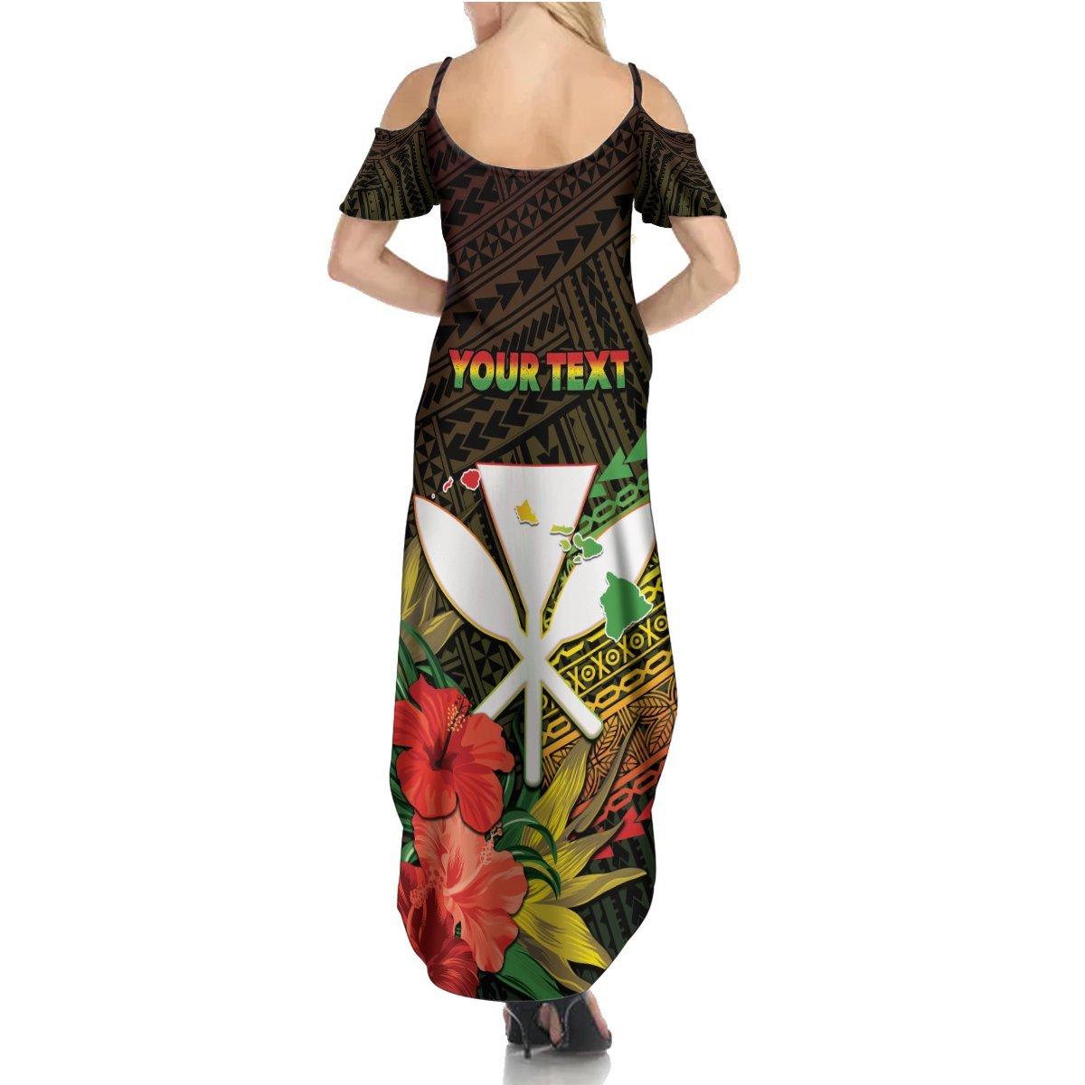 Personalized Hawaii Born and Raised Summer Maxi Dress Kanaka Maoli Flag Day LT05 - Polynesian Pride