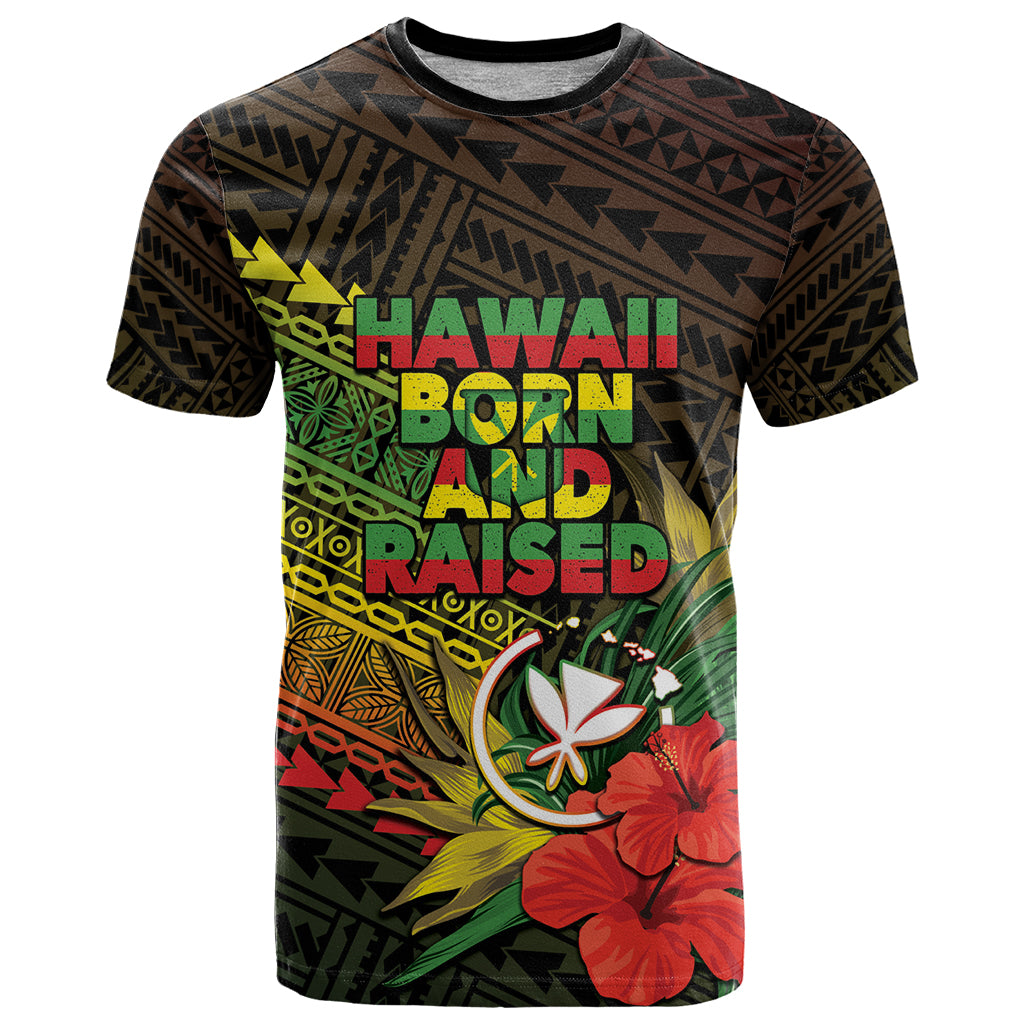 Personalized Hawaii Born and Raised T Shirt Kanaka Maoli Flag Day LT05 Reggae - Polynesian Pride