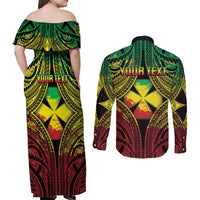Personalised Wallis and Futuna Territory Day Couples Matching Off Shoulder Maxi Dress and Long Sleeve Button Shirt Polynesian Pattern Simple Style LT05 - Polynesian Pride
