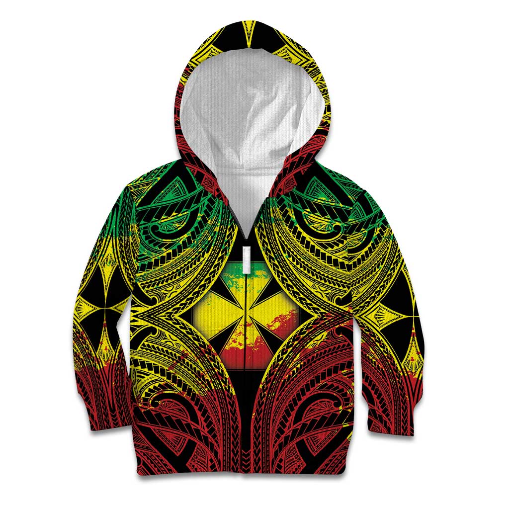 Personalised Wallis and Futuna Territory Day Kid Hoodie Polynesian Pattern Simple Style LT05 Zip Hoodie Reggae - Polynesian Pride