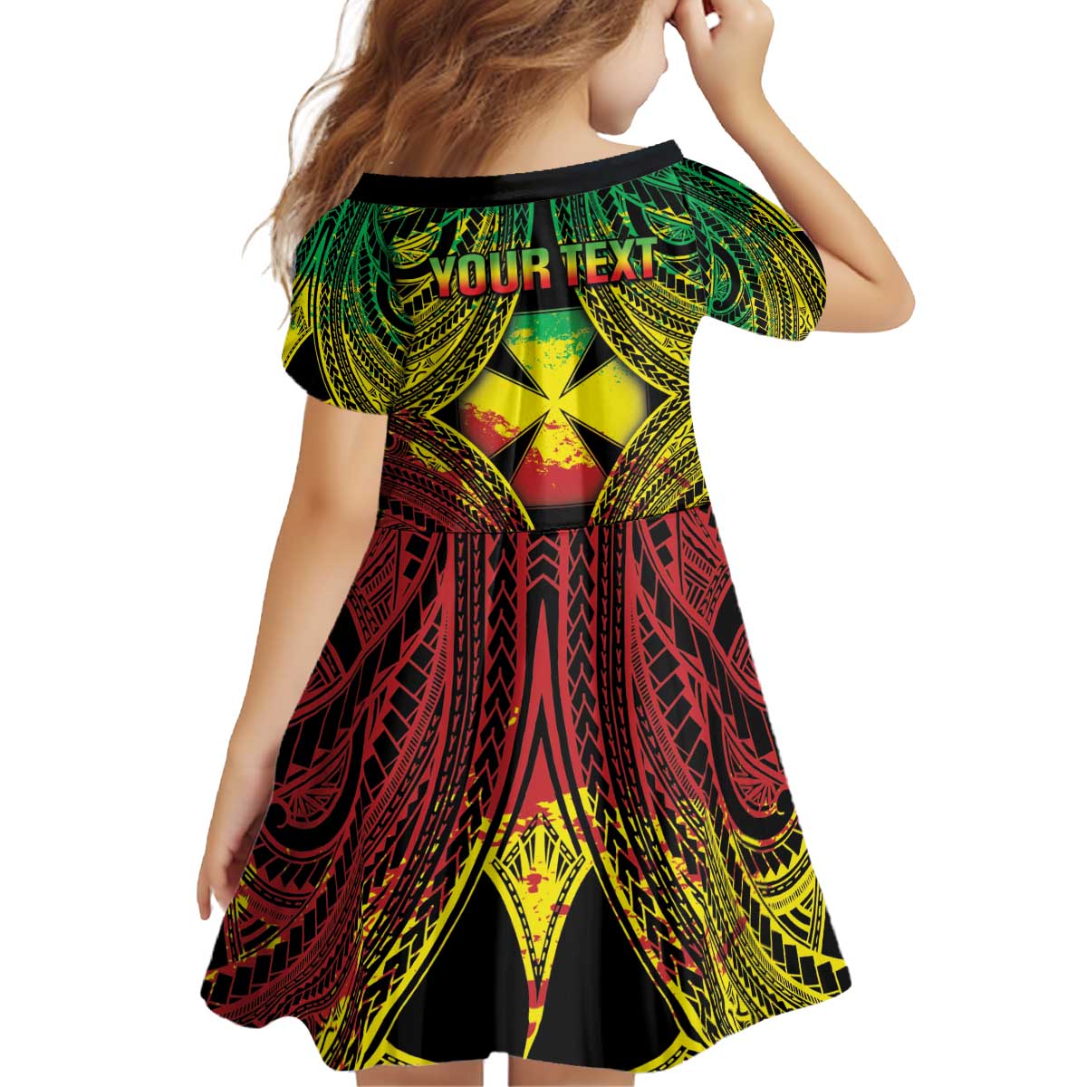 Personalised Wallis and Futuna Territory Day Kid Short Sleeve Dress Polynesian Pattern Simple Style LT05 - Polynesian Pride