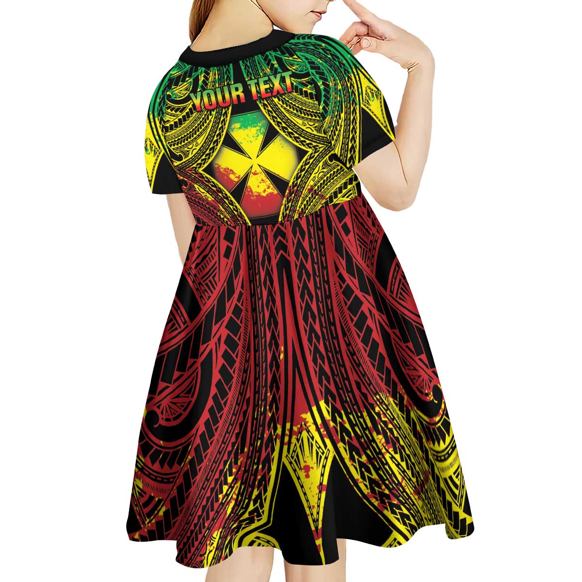 Personalised Wallis and Futuna Territory Day Kid Short Sleeve Dress Polynesian Pattern Simple Style LT05 - Polynesian Pride